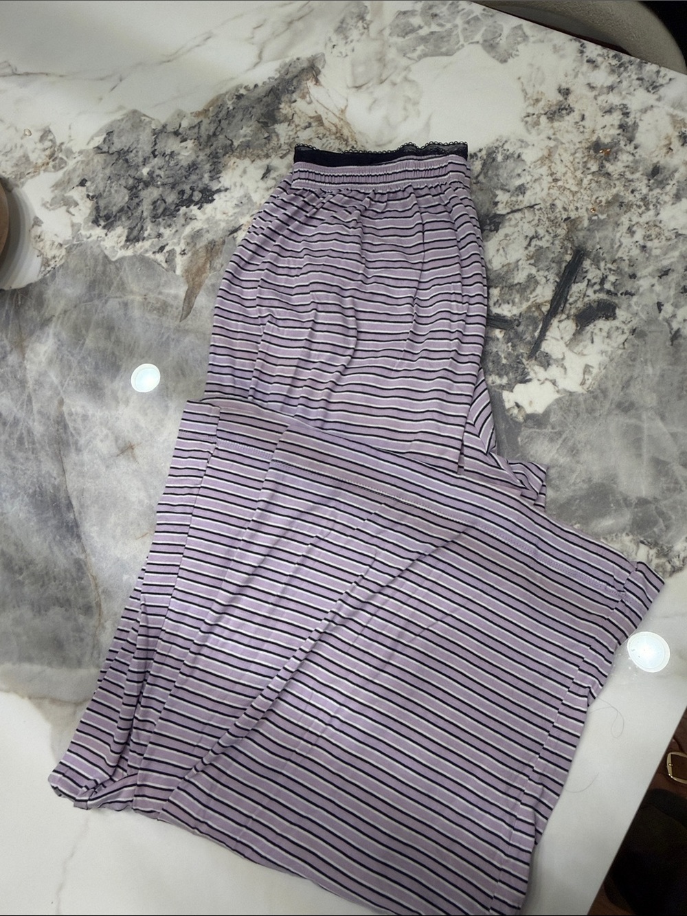 PINK Victoria's Secret Lavender and Black Striped Pajama Pants